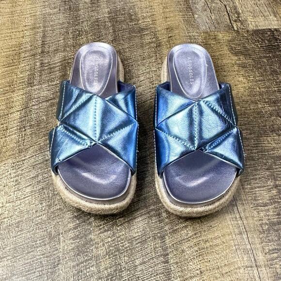 Aerosoles Linney-We metallic leather flat espadrille slide sandals - Picture 5 of 9